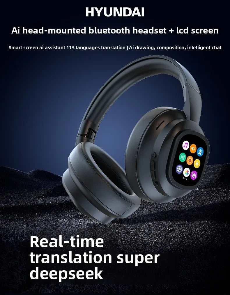 Auriculares HYUNDAI X1PRO inalámbricos Bluetooth 6.0 con traducción por IA – Más de 100 idiomas, control táctil, pantalla LED y cancelación de ruido