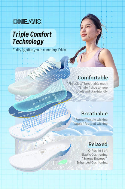 Onemix Wind Wings Pantofi de alergare respirabili pentru bărbați, maraton, sport și casual; pantofi sport pentru femei; ușori; pentru bărbați; pentru activități în aer liber; coardă de sărit
