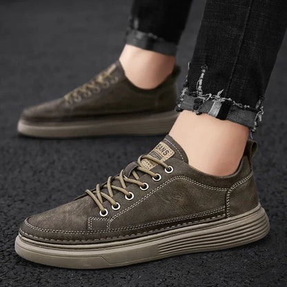 Classic Men's Sneakers Platform Slip-On Casual Leather Sneakers New Comfort Flat Spring Loafers Shoes