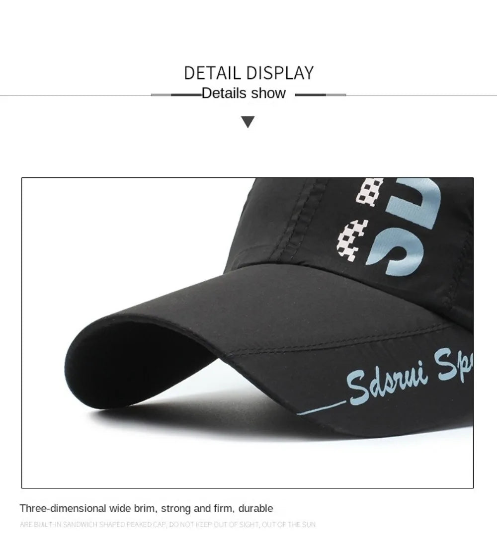 Unisex Wide Brim Mesh Baseball Cap Breathable Quick-drying Peaked Cap Adjustable Hip Hop Hats Outdoor Sports