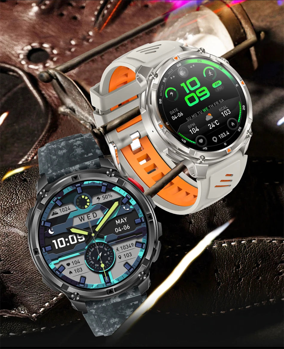 2026 T-Rex 3 Style Smartwatch for Men  1100mAh Battery, GPS, 10ATM Waterproof, Bluetooth Calling & Sports Tracker