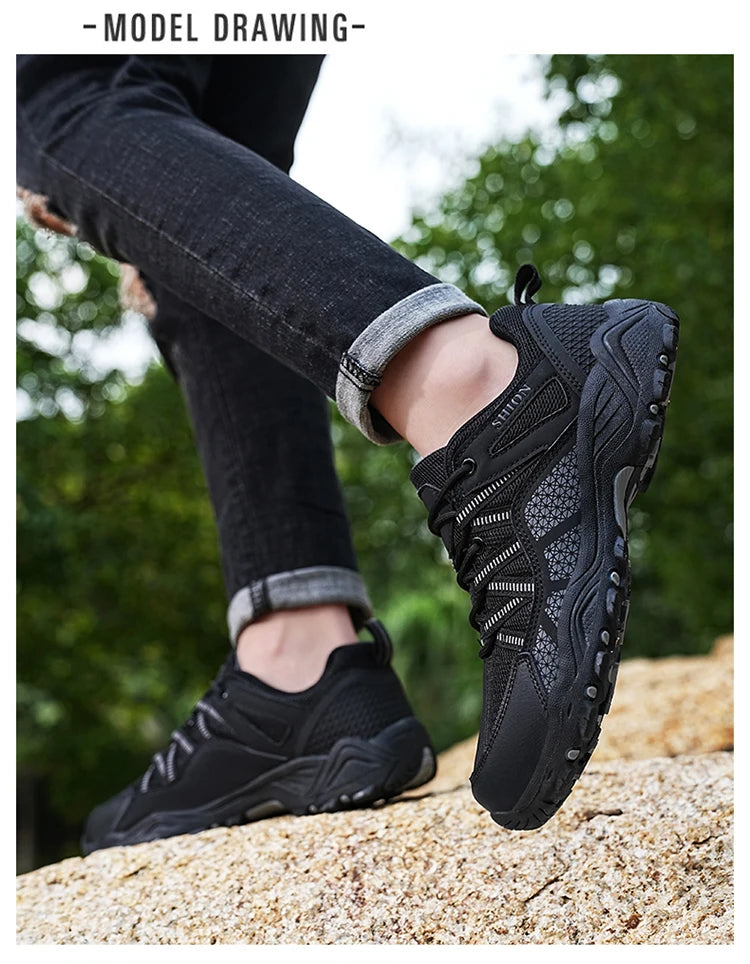 Marken-Wanderschuhe für Herren, atmungsaktive Mesh-Reiseschuhe, wasserdichte Outdoor-Schuhe für Jagd und Angeln, Berg-, Offroad-, Reit- und Sportschuhe