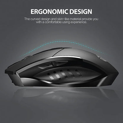 INPHIC PM6BS, 3 Modes Bluetooth 5.0&4.0 Wireless 2.4G Rechargeable Wireless Mouse with 6 Buttons, Ergonomic for Laptop, Mac, PC