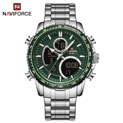 NAVIFORCE sporthorloge voor heren – Origineel luxe polshorloge van roestvrij staal, waterdicht militair model met dubbele weergave