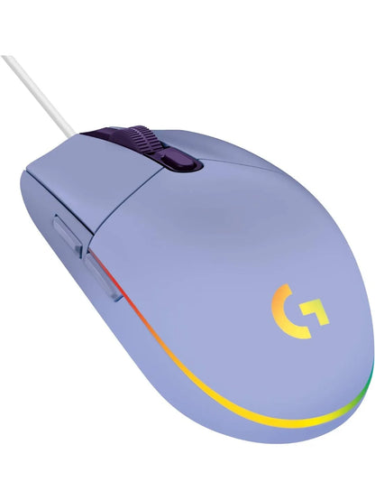 Logitech G102 G203 laidinė žaidimų pelė, 2.1 metro ilgio laidas, 8000 DPI, RGB efektai, skirta PC, nešiojamajam kompiuteriui, biurui ir gamer’iams, lanksti