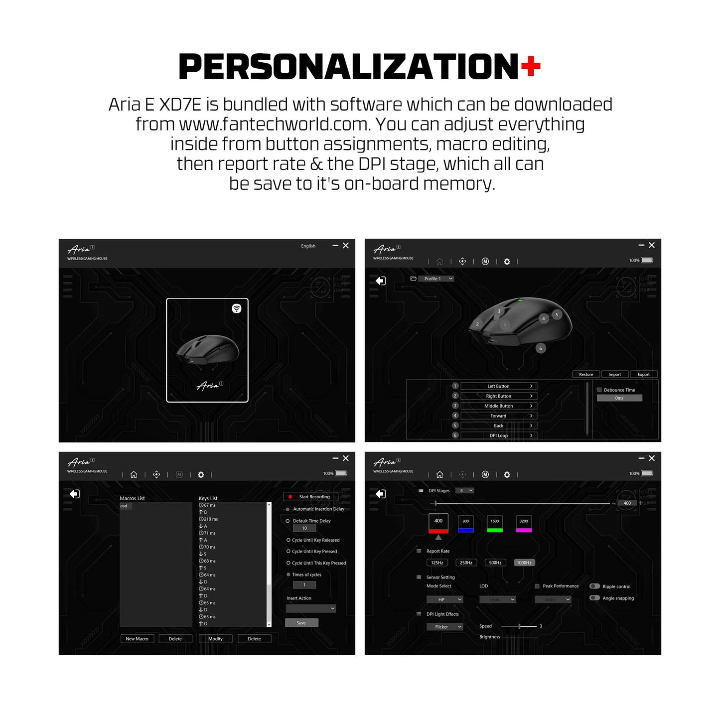 FANTECH Aria XD7E 2.4G Wireless Gaming Mouse PixArt 3311 1000Hz 59g Lightweight Gamer Mice  For PC Laptop