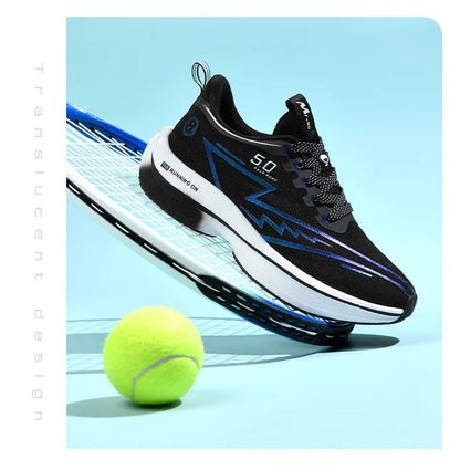 Men's Sport Shoes Professional Cushioned Carbon Plate Running Shoes Breathable Lace-up Casual Sneakers Marathon Athletic Footwear