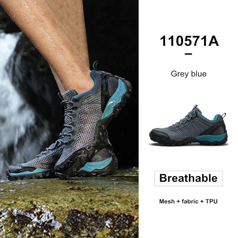 Humtto New Arrival Leather Hiking Shoes Wear-Resistant Outdoor Sport Men Shoes Lace-Up Men's Climbing Trekking Hunting Sneakers