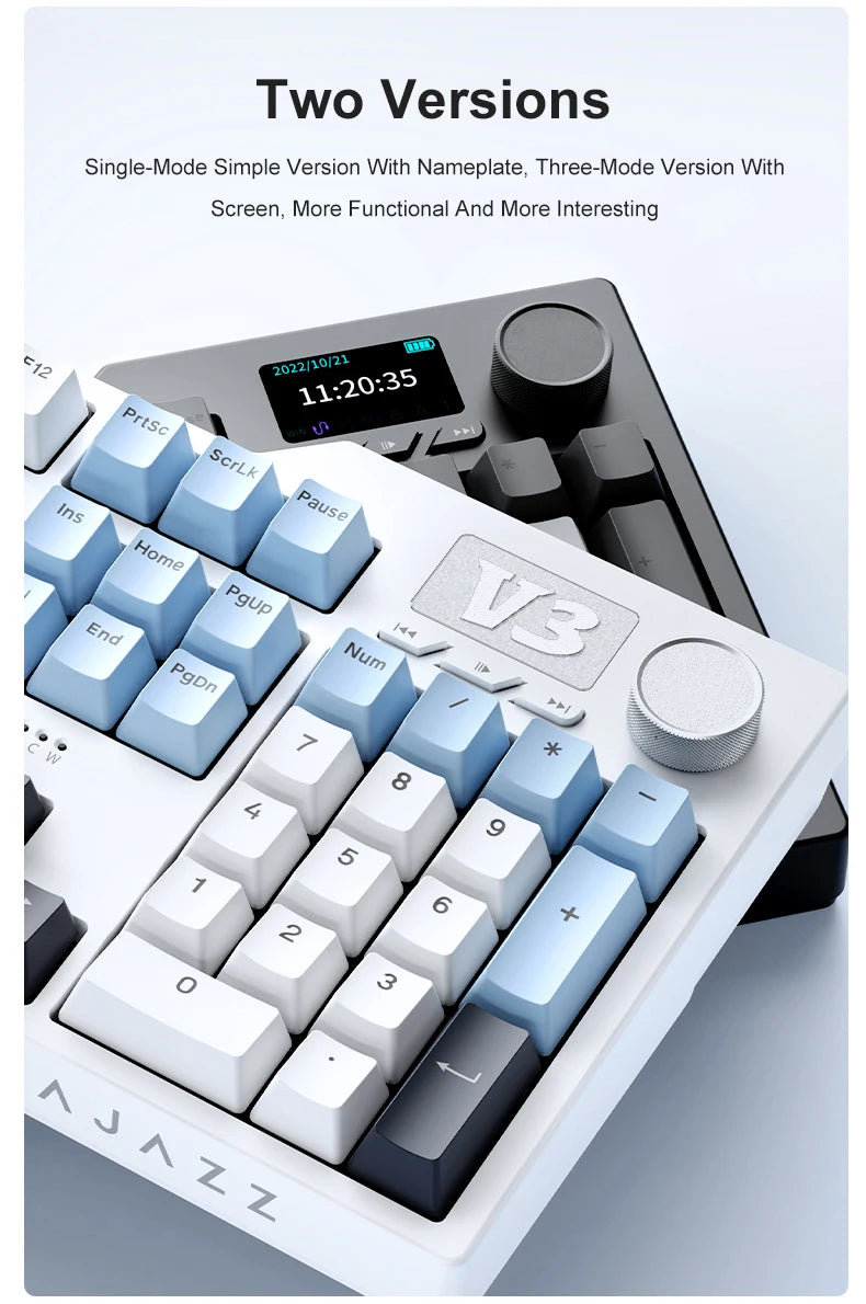 Neue AJAZZ AK35I V3 MAX Tri-Mode kabelgebundene Bluetooth-Wireless-Gaming-Tastatur mit Gasket-Struktur, Full-Key-Hot-Swap, 104 Tasten, individuell anpassbare Tastatur