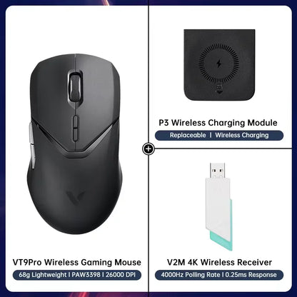 Rapoo VT9PRO PAW3398 безжична геймърска мишка 68g, кабелна, програмируема, ергономична, 26000DPI, презареждаема чрез Type C, аксесоар за PC геймъри