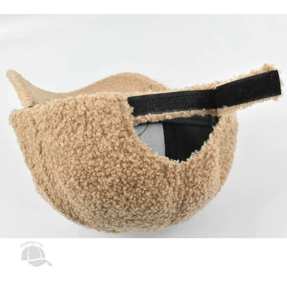 Winter Solid Color M-Label Lamb Wool Baseball Cap for Women, Outdoor Warm Casual Fashion Versatile Plush Duckbill Cap