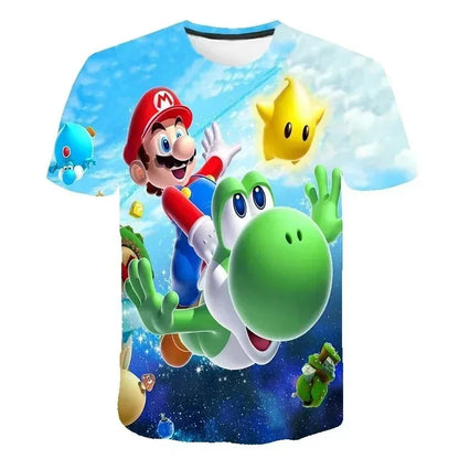 2026 New Anime Super Mario T Shirt Summer Fashion Casual T-shirt Boy Girl Unisex Children's Clothing Tshirt ventilate Tops