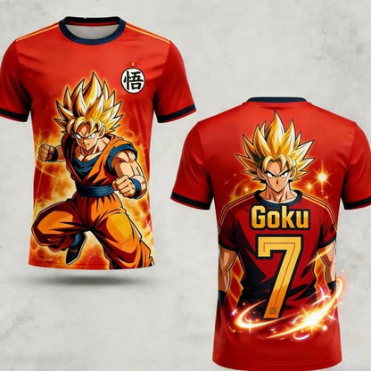 Dragon Ball Son Goku Cartoon Jersey Personality 2D Summer Quick Drying T-shirt Short Sleeve Top Animation Peripheral Wholesale