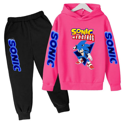 Kids Supersonic Clothing Jogging Blue Sweatshirt Top Coat+Pants Two-piece set Hoodie Boys Girls3-12Yrs Clothes Casual Sports Set