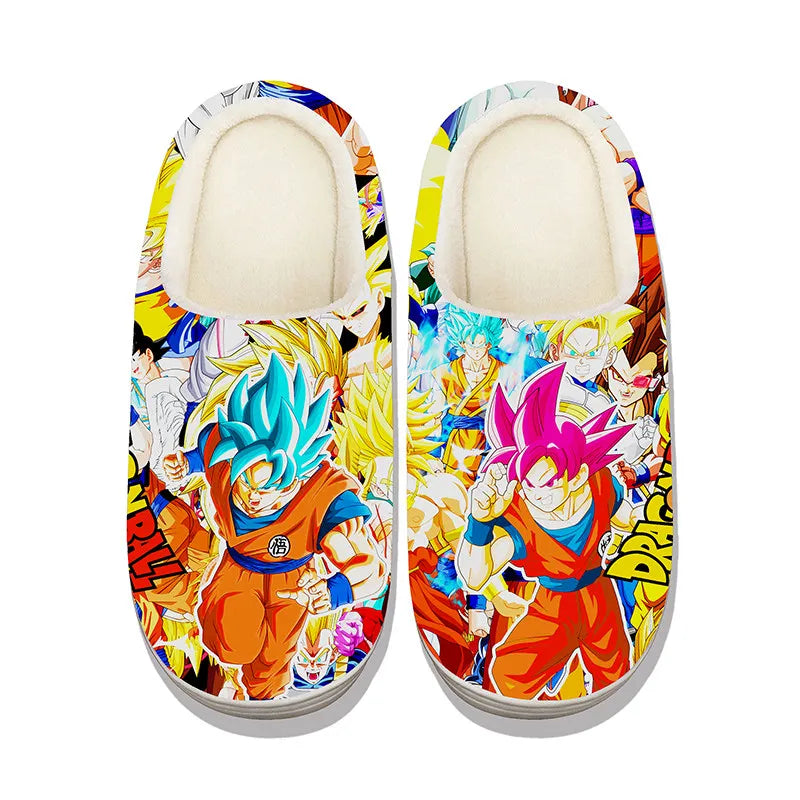 Anime Dragon Ball Plush Slippers Goku Vegeta Winter Fuzzy Warm Cotton Shoes Cute Cosplay Men Home Indoor Non-Slip Slipper Gifts