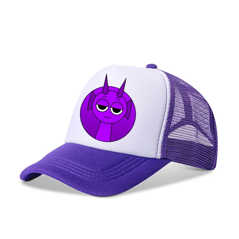 Casquettes de baseball Sprunkis pour garçons et filles : casquettes pour enfants à motif de dessins animés, casquettes hip-hop en maille respirante, casquettes mignonnes de style anime, casquettes anti-soleil, cadeaux d'anniversaire