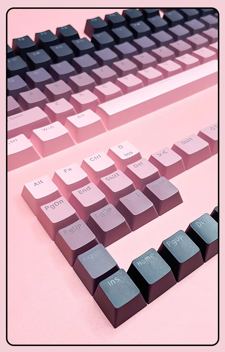 Black Pink Gradient Keycaps For Cherry Mx Switch Mechanical Keyboard OEM Profile PBT Keycap backlit RGB Gamer ISO Layout Key cap