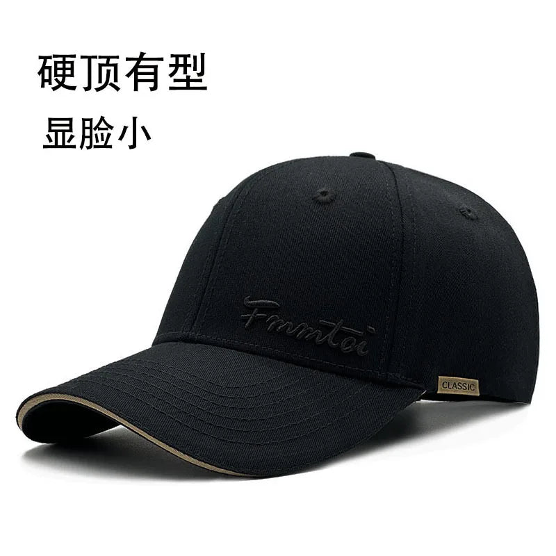 2026 New Men's Big Size Outdoor Sun Protection Baseball Cap, Hard Top Slim Face Fashion Peak Hat Unisex