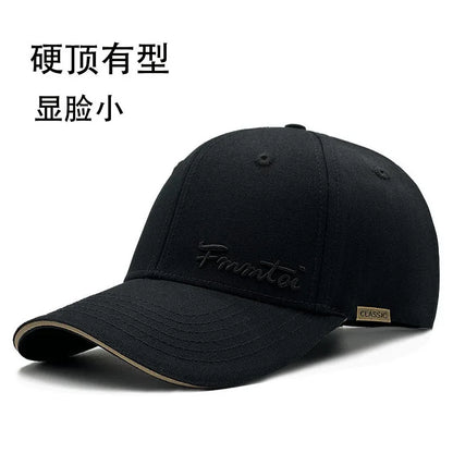 2026 New Men's Big Size Outdoor Sun Protection Baseball Cap, Hard Top Slim Face Fashion Peak Hat Unisex