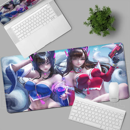Геймърски пад за мишка Overwatch Anime Girl, голям XXL, HD печат, постелка за компютърна клавиатура, лаптоп и офис, мека гумена подложка за бюро, 900x400 MM
