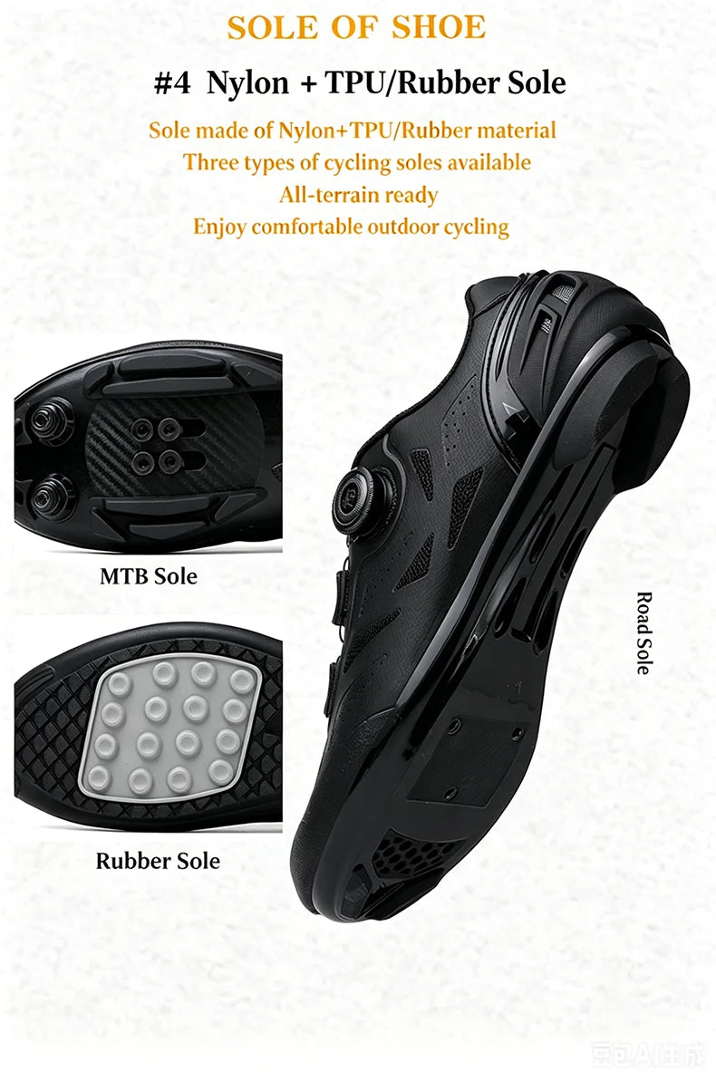 2026 New Men's Non - Slip Breathable Lock - Type Mountain Bike Cycling Shoes Durable Adjustable Outdoor Sports Footwear