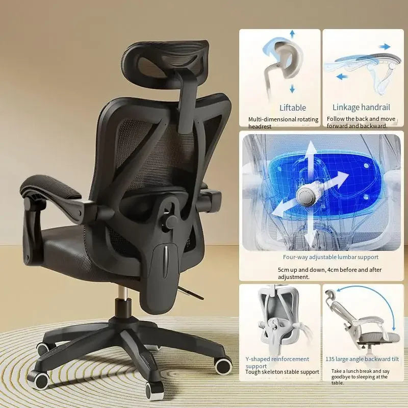UVR Gaming Computer Chair Mesh Breathable Staff Chair Ergonomic Design Armrest Chair Sitting Comfort Home Office Chair Furniture