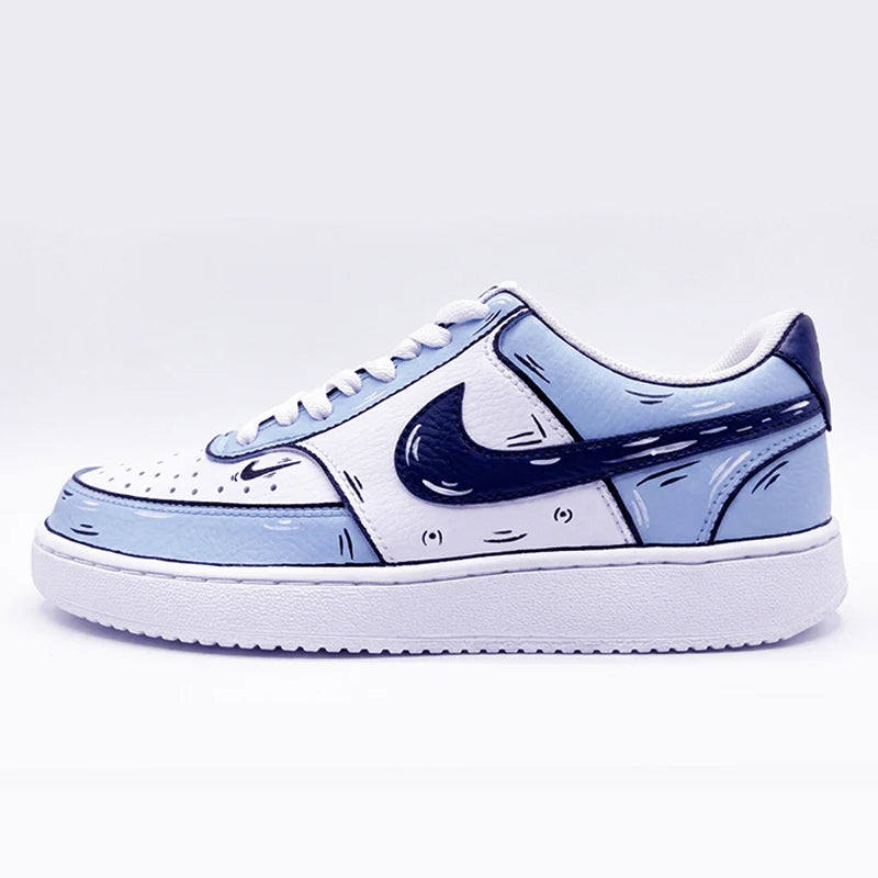 Custom Sneakers Custom Sneakers NIKE COURT VISION  Messy Line Design Couple Matching Shoes Unisex Low-Top Skate  retro shoes