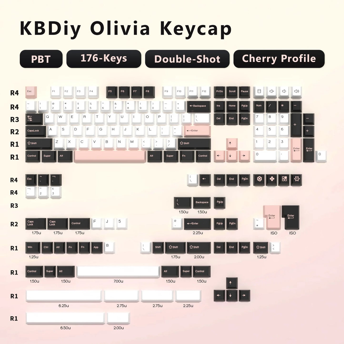 KBDiy GMK Illusion Keycap Perfil Cherry Double Shot PBT ISO Teclas para Kit de Teclado Mecânico Gamer Gaming Point Retro