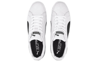 Baskets Puma Smash Vulc en toile, blanches et noires, 374754-01