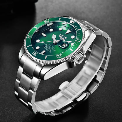LIGE Herrenuhr – Quarz-Chronograph, wasserdicht, lässiger und professioneller Stil, luxuriöses Modeaccessoire einer renommierten Marke.