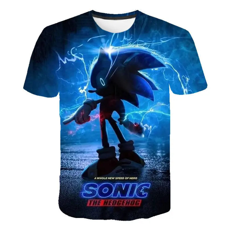 Men T Shirt Women Tee Boys Girls Top Adults Children Parent Child quick dry kid Tshirts Sonic Hedgehog Anime Peripheral Shirt