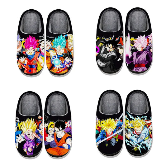 Anime Dragon Ball Plush Slippers Goku Vegeta Winter Fuzzy Warm Cotton Shoes Cute Cosplay Men Home Indoor Non-Slip Slipper Gifts