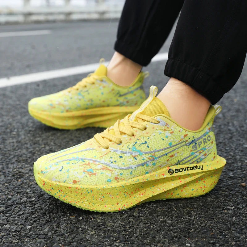 Scarpe da running uomo e donna con piastra in carbonio, ammortizzate per maratona, sportive, traspiranti, leggere, comode, antiscivolo e atletiche