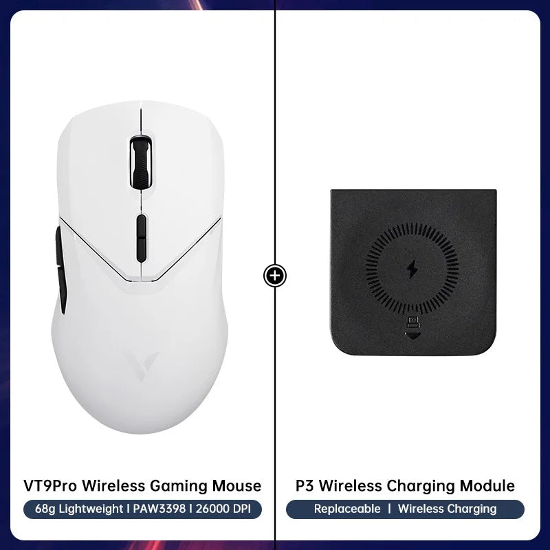 Rapoo VT9PRO PAW3398 безжична геймърска мишка 68g, кабелна, програмируема, ергономична, 26000DPI, презареждаема чрез Type C, аксесоар за PC геймъри