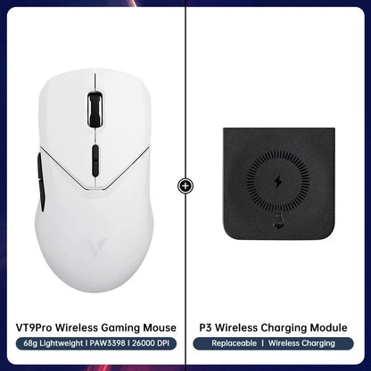 Rapoo VT9PRO PAW3398 безжична геймърска мишка 68g, кабелна, програмируема, ергономична, 26000DPI, презареждаема чрез Type C, аксесоар за PC геймъри