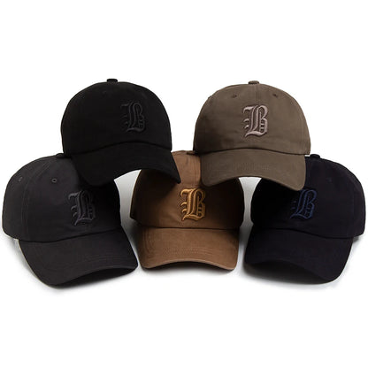 Mode d'été : casquette de baseball pour homme, brodée d'une lettre, casquette « trucker » en coton, casquette décontractée d'extérieur à visière souple, casquettes de baseball pour femme