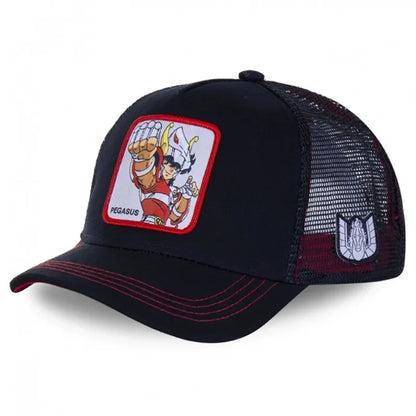 Saint Seiya Bawełniana czapka z daszkiem typu snapback z motywem anime i kreskówek, dla mężczyzn i kobiet, w stylu hip-hopowym, czapka typu trucker z siateczką, dropshipping