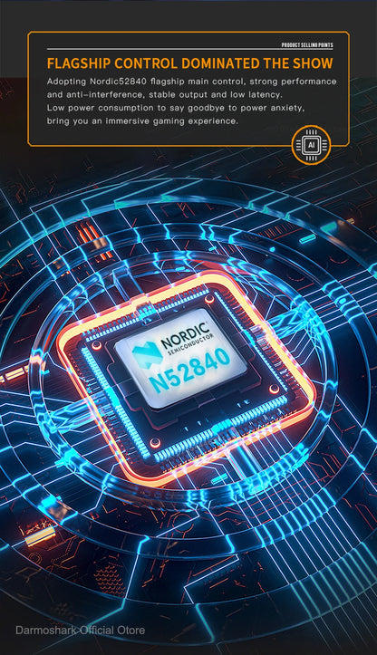 Rato Gaming Darmoshark M3Pro 2.4G BT sem fios Tri-Mode, sensor PAW3395, N52840, 26000DPI, rato com driver macro para mãos grandes e gaming