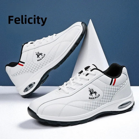 2026 Novos ténis de corrida para homem, desportivos e casuais, para viagem, com design tendência, brancos, com amortecimento de ar, leves e com absorção de impacto, calçado jovem