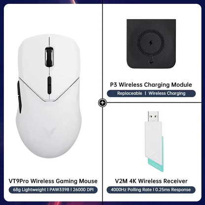 Rapoo VT9PRO PAW3398 безжична геймърска мишка 68g, кабелна, програмируема, ергономична, 26000DPI, презареждаема чрез Type C, аксесоар за PC геймъри