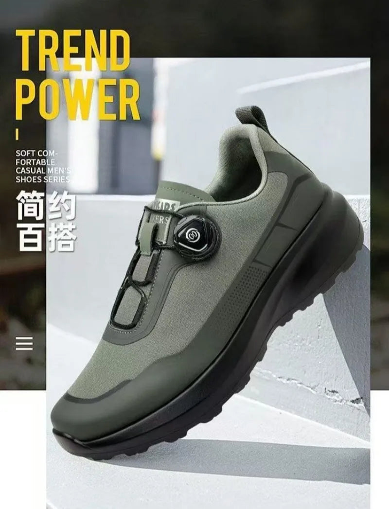 Original New Men Rotating-Button Driving Sneakers Platform Casual Walking Shoes Outdoor Wear-Resistant Running Sports Shoes Plus Size