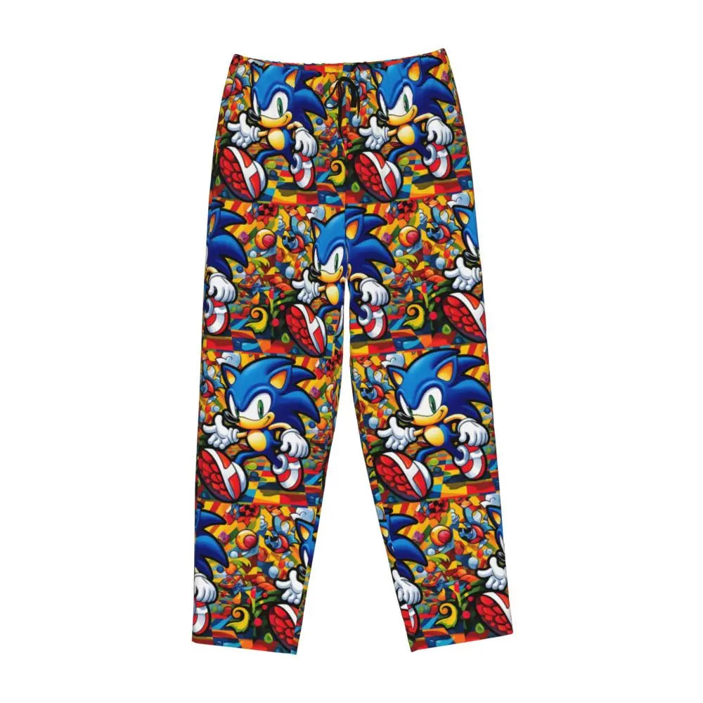Custom Printed Womens Soniced Pajama Pants Hedgehog Game Sleepwear Sleep Lounge Bottoms with Pockets