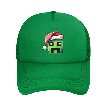 Adult Creepers Big Face Videogame  Trucker Cap Mesh Baseball Cap Polyester Hat Sun Hat Adjustable Racing Cap Summer