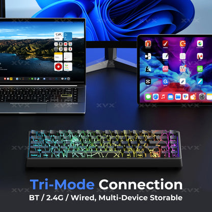 XVX Spider Web Keyboard M67 JadeStone mit IMD-Tech-Tastenkappen, Tri-Mode-Verbindung, individueller RGB-Hintergrundbeleuchtung, Tastatur 60%