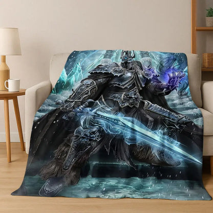 WOW World of Warcraft Arthas Demon Illidan Sylvanas Flannel Blanket,Cozy Soft Throw Blanket for Home Bedroom Bed Sofa Cover Gift