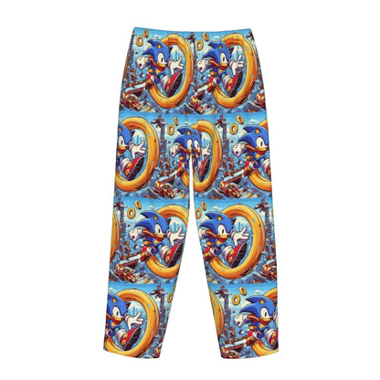 Custom Women Soniced Pajama Pants Printed Hedgehog Game Sleep Sleepwear Bottoms with Pockets