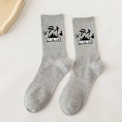 Fortnite Socks Cartoon Game Character Long Sock for Kids tudents in Spring and Autumn Solid Color Cotton Socks Birthday Gifts