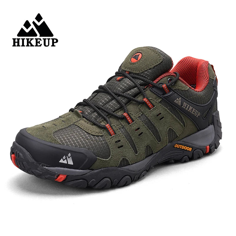 HIKEUP Мъжки туристически обувки от велурена кожа, устойчиви на износване outdoor обувки за трекинг, разходки, лов и тактически маратонки