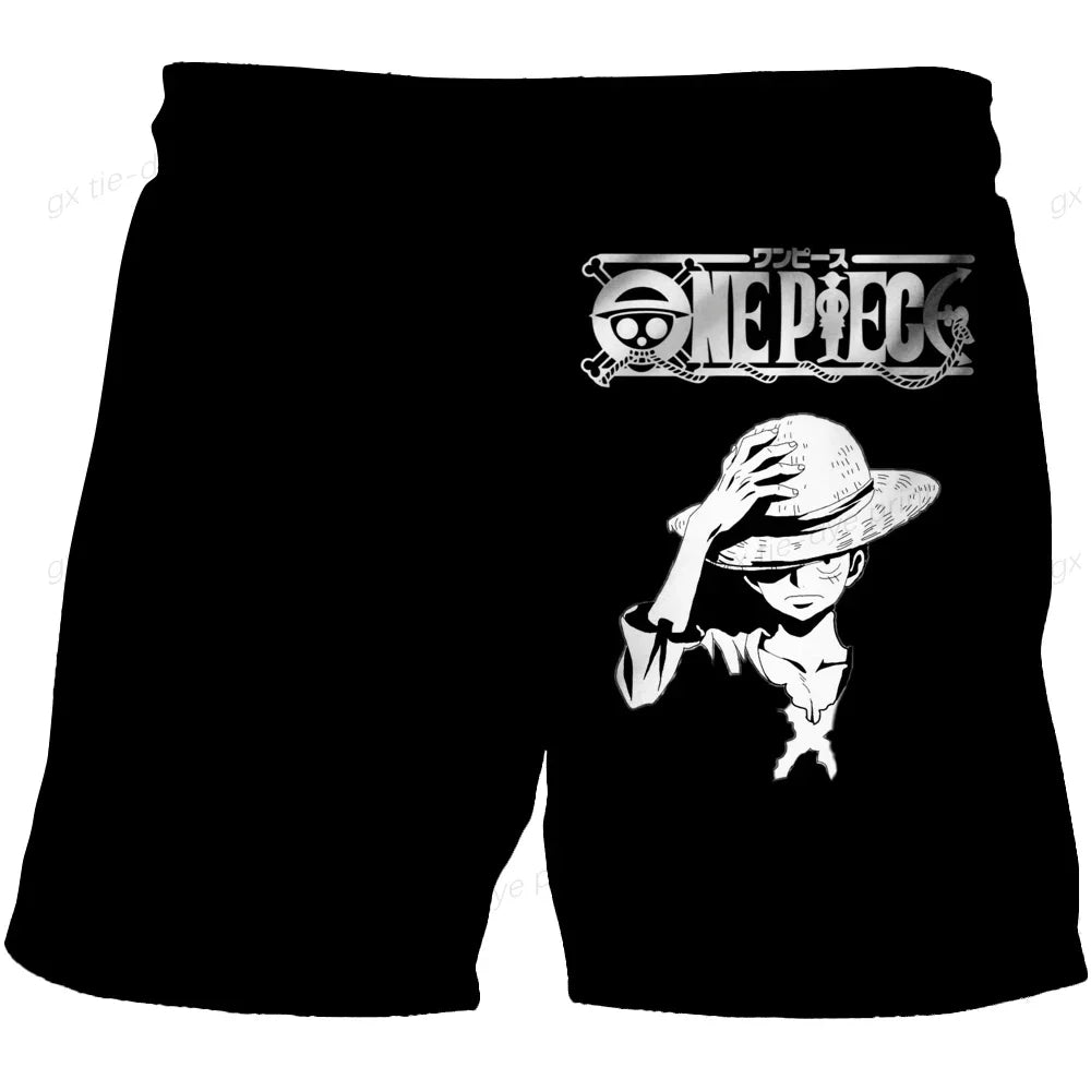 One Piece Harajuku Style Shorts With Hood 2023 Luffy 3D Swimming Shorts Running Tank Top Men Cartoon Shorts Trend Hot Sale