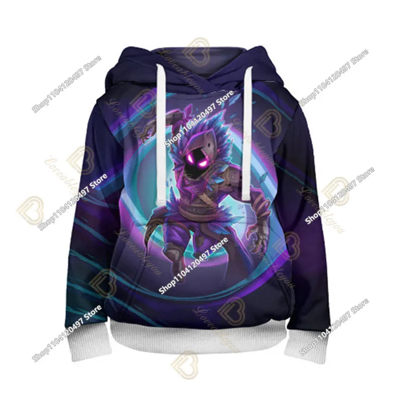 Bluza z kapturem Fortnite z nadrukiem dla dzieci 2-14Y, bluzy dla chłopców i dziewczynek, modna kurtka Harajuku, odzież dziecięca, gry, kostium cosplay